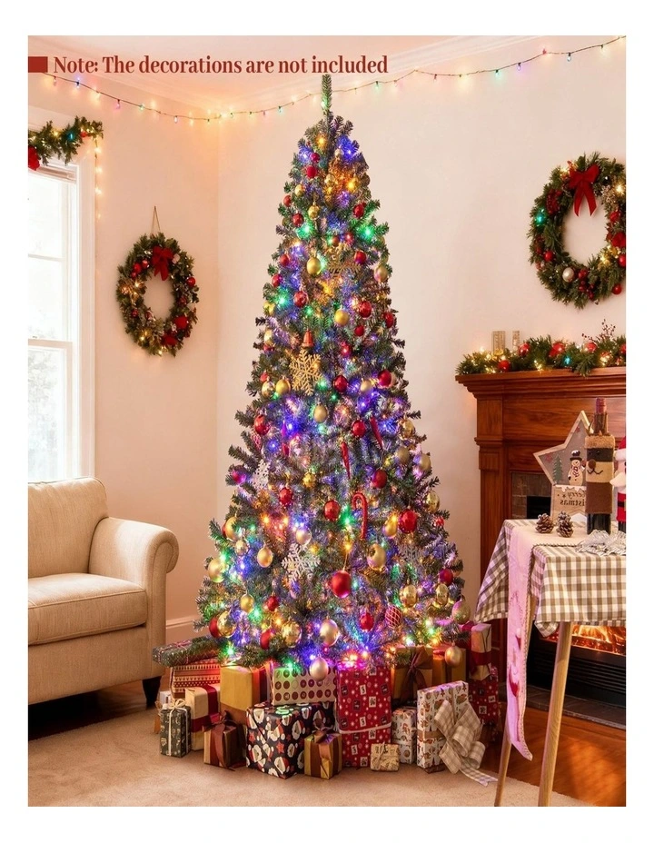 180/210cm Pre-Lit Artificial Christmas Tree with Multicolor LED Lights image 5