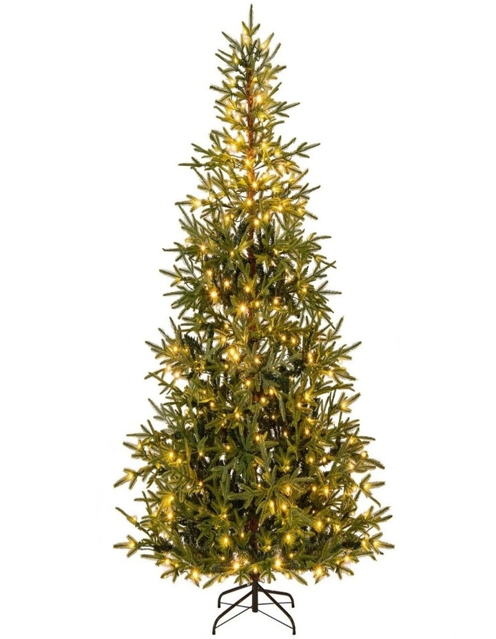 1.8m/2.1m Pre-Lit Artificial Christmas Tree with 250/300 Warm White Lights image 1