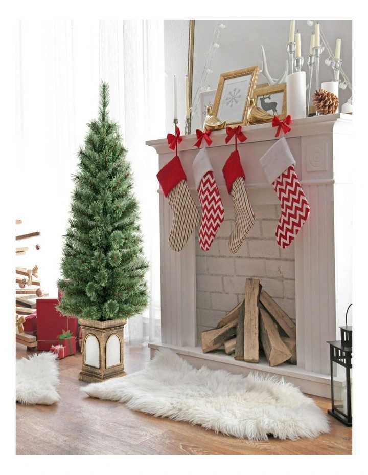 125cm Artificial Entrance Christmas Trees with Cement-Filled Base & Pine Needles - 2 Pack image 2