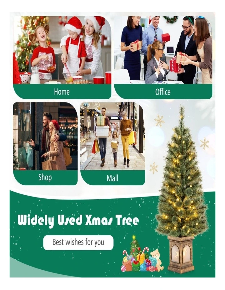 125cm Artificial Entrance Christmas Trees with Cement-Filled Base & Pine Needles - 2 Pack image 3