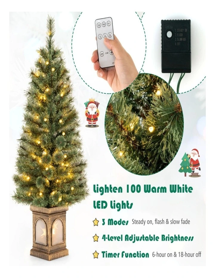 125cm Artificial Entrance Christmas Trees with Cement-Filled Base & Pine Needles - 2 Pack image 5