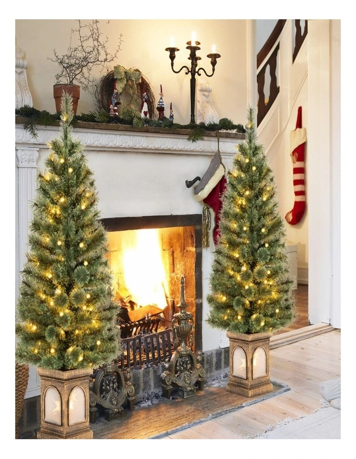 125cm Artificial Entrance Christmas Trees with Cement-Filled Base & Pine Needles - 2 Pack image 6