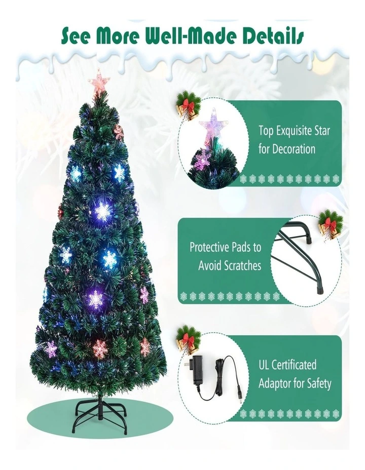 150cm Pre-Lit Fiber Optic Artificial Christmas Tree with 170 Tips for Indoor Holiday Decor image 3