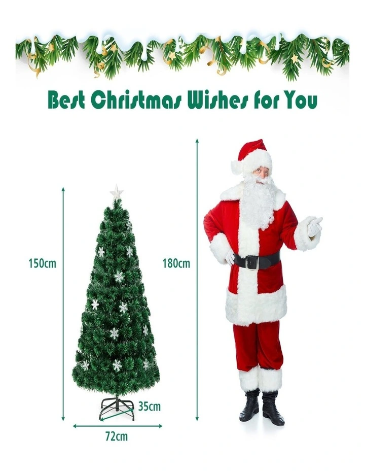 150cm Pre-Lit Fiber Optic Artificial Christmas Tree with 170 Tips for Indoor Holiday Decor image 5