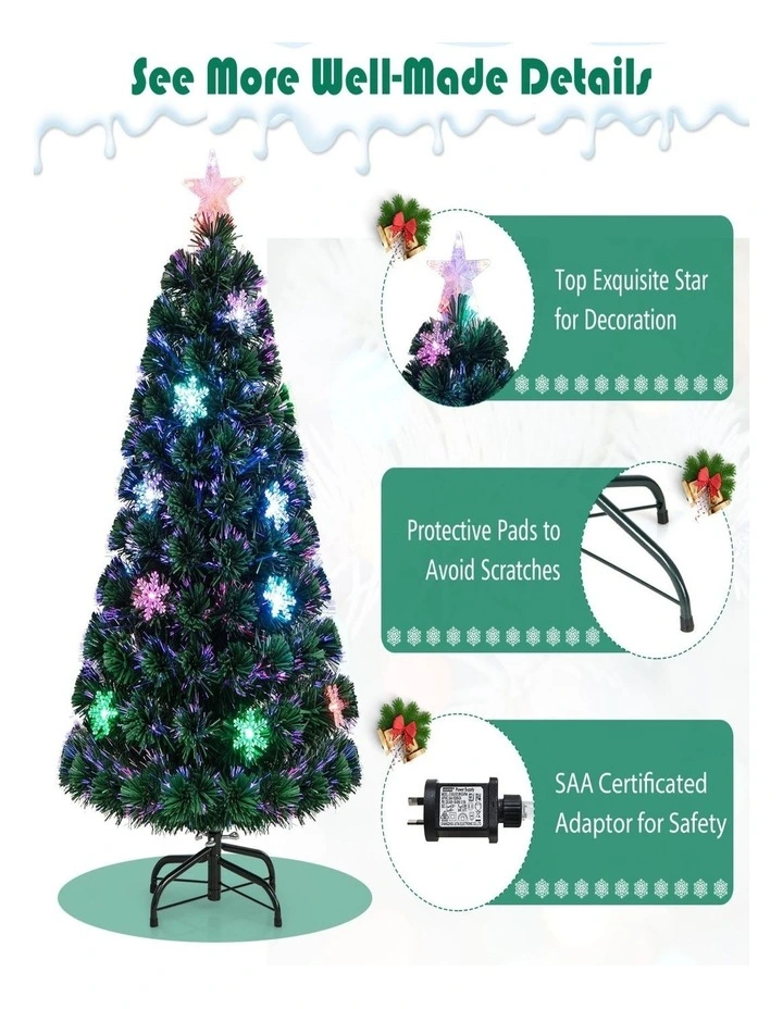 120cm Pre-Lit Fiber Optic Artificial Christmas Tree with 125 PVC Tips image 3