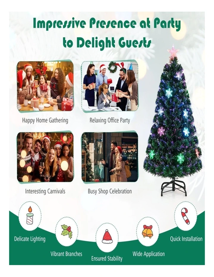 120cm Pre-Lit Fiber Optic Artificial Christmas Tree with 125 PVC Tips image 5