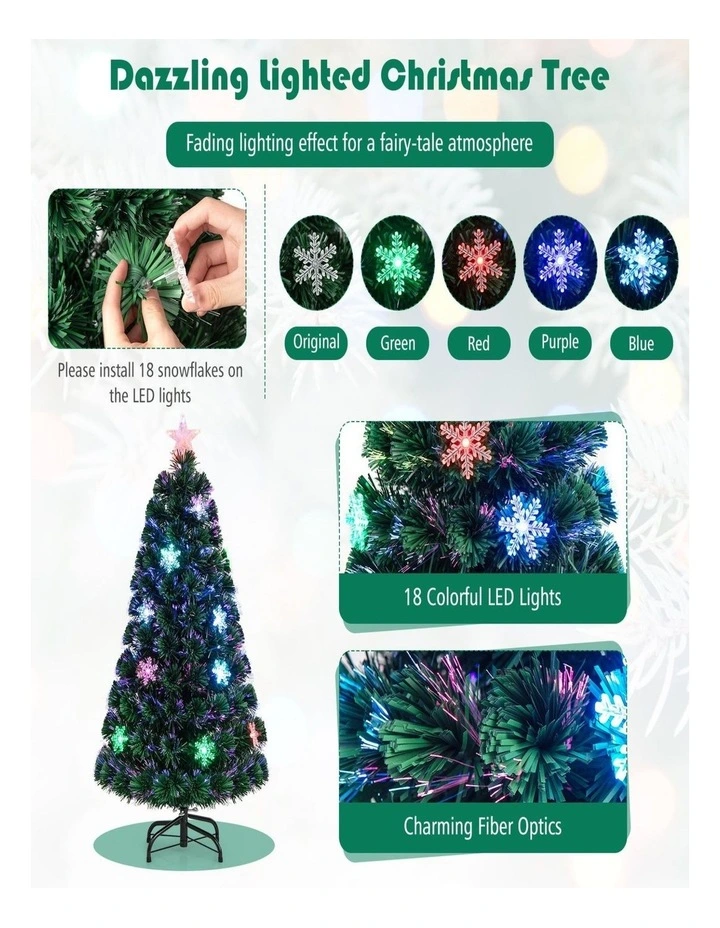 120cm Pre-Lit Fiber Optic Artificial Christmas Tree with 125 PVC Tips image 6