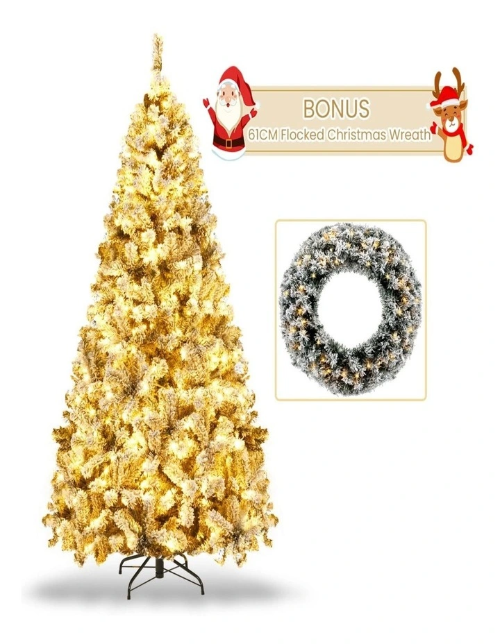 1.8m Artificial Christmas Tree with Metal Stand & 61cm Flocked Tree image 3