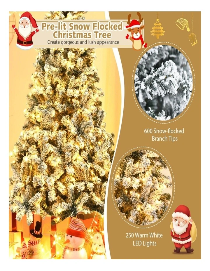 1.8m Artificial Christmas Tree with Metal Stand & 61cm Flocked Tree image 4