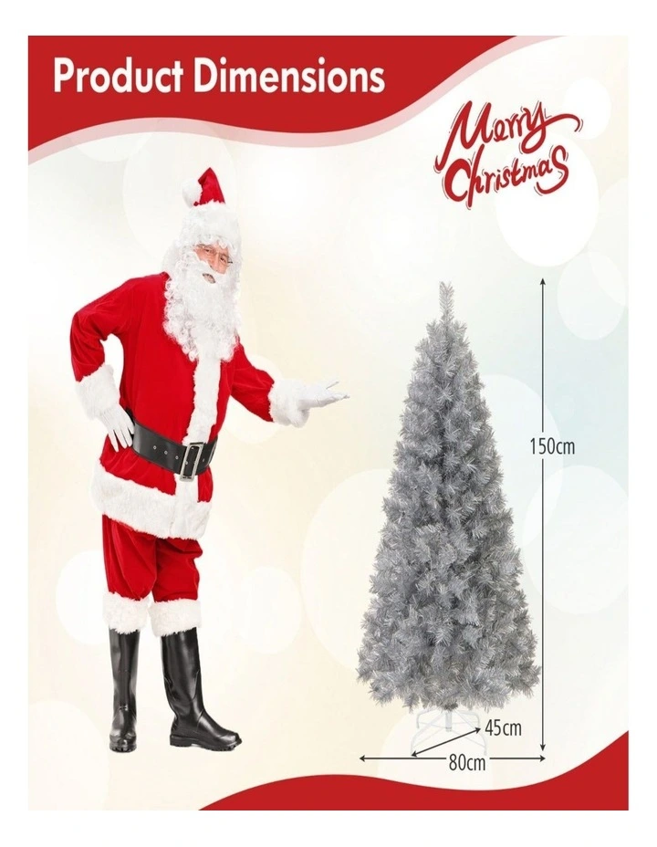 150cm Pre-Lit Christmas Tree with 385 Branch Tips & 170 Warm White LED Lights image 3