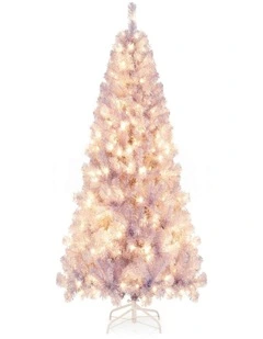 1.8m/2.25m Pre-Lit Tinsel Artificial Christmas Tree with 688/1300 Branch Tips