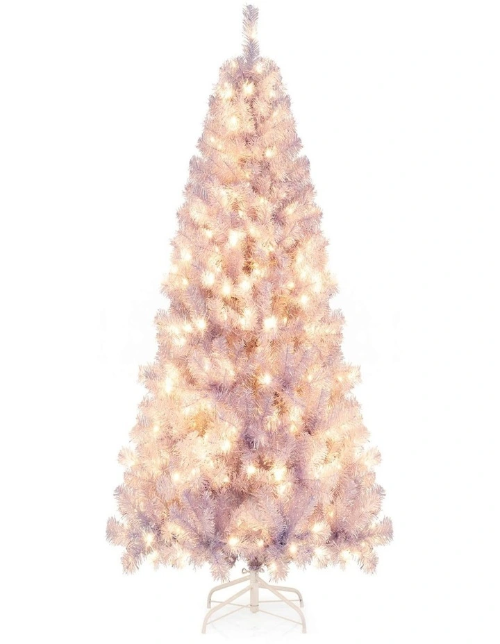1.8m/2.25m Pre-Lit Tinsel Artificial Christmas Tree with 688/1300 Branch Tips image 1