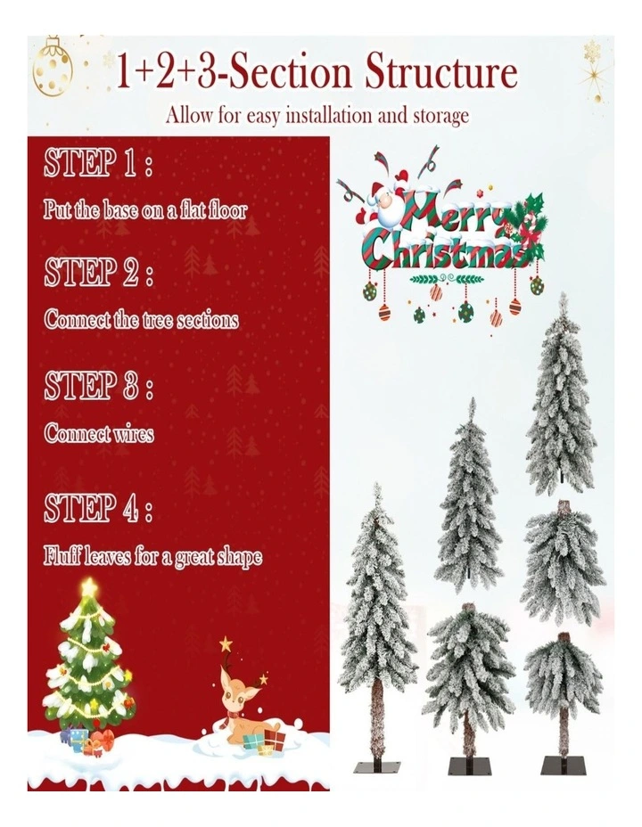 3-Piece Artificial Christmas Tree Set 90/120/150cm with Independent Lighting image 2