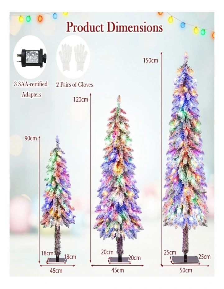 3-Piece Artificial Christmas Tree Set 90/120/150cm with Independent Lighting image 4