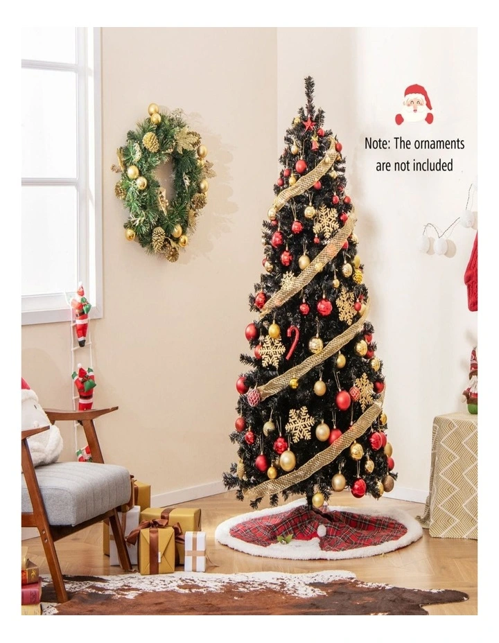 Pre-Lit Black Artificial Halloween Christmas Tree with Bendable Top image 2