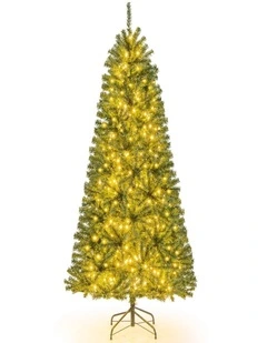180/210cm Pre-Lit Artificial Christmas Tree with 635/989 Lush PVC Tips