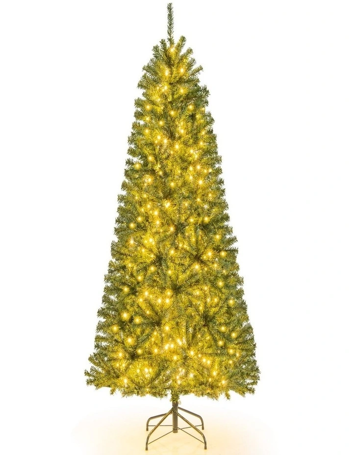 180/210cm Pre-Lit Artificial Christmas Tree with 635/989 Lush PVC Tips image 1
