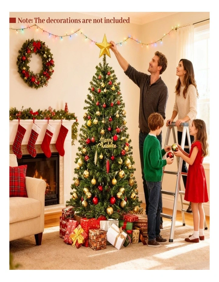 180/210cm Pre-Lit Artificial Christmas Tree with 635/989 Lush PVC Tips image 2