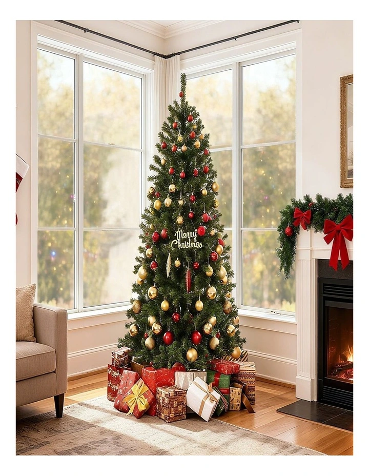 180/210cm Pre-Lit Artificial Christmas Tree with 635/989 Lush PVC Tips image 5