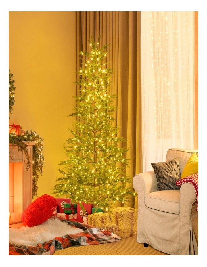 225cm Hinged Artificial Christmas Tree with Automatic Timer image 3