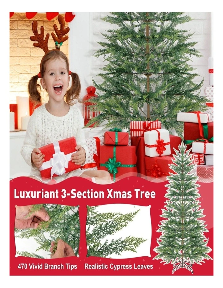 225cm Hinged Artificial Christmas Tree with Automatic Timer image 4