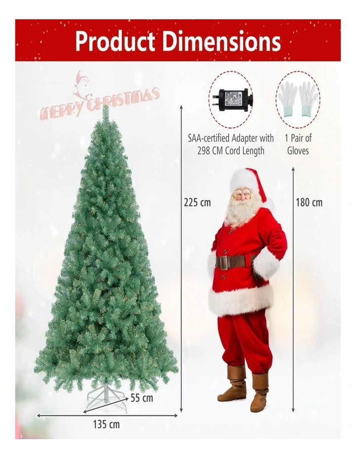 1.8m/2.25m Pre-Lit Tinsel Artificial Christmas Tree with 688/1300 Tips image 2