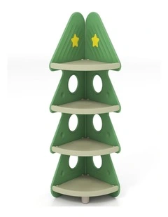 Green 4-Tier Christmas Tree Toddler Bookcase for Kids' Rooms