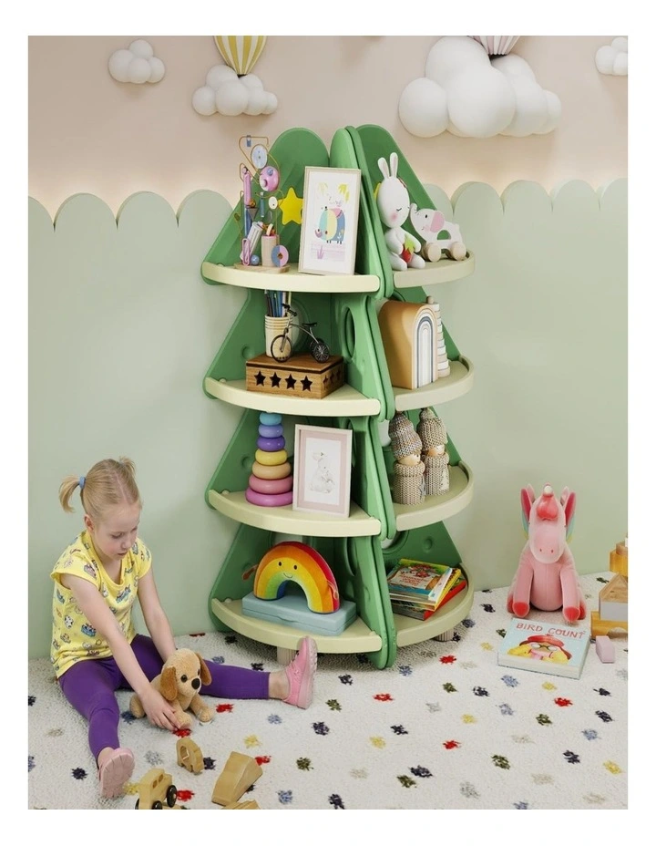 Green 4-Tier Christmas Tree Toddler Bookcase for Kids' Rooms image 5