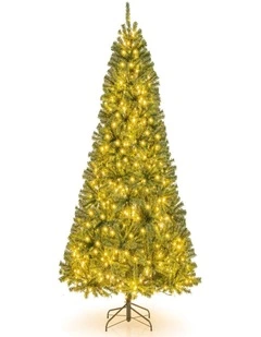 180/210cm Pre-Lit Artificial Christmas Tree with 635/989 Lush PVC Branch Tips