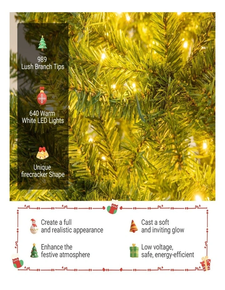 180/210cm Pre-Lit Artificial Christmas Tree with 635/989 Lush PVC Branch Tips image 2