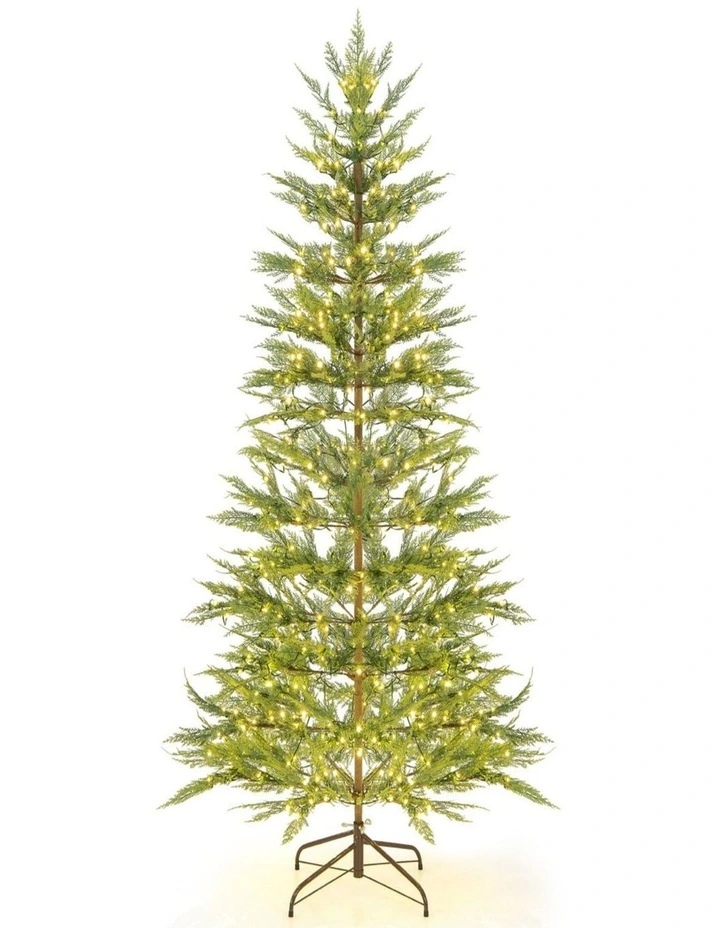 195cm Pre-Lit Artificial Christmas Tree with LED Lights & Automatic Timer image 1