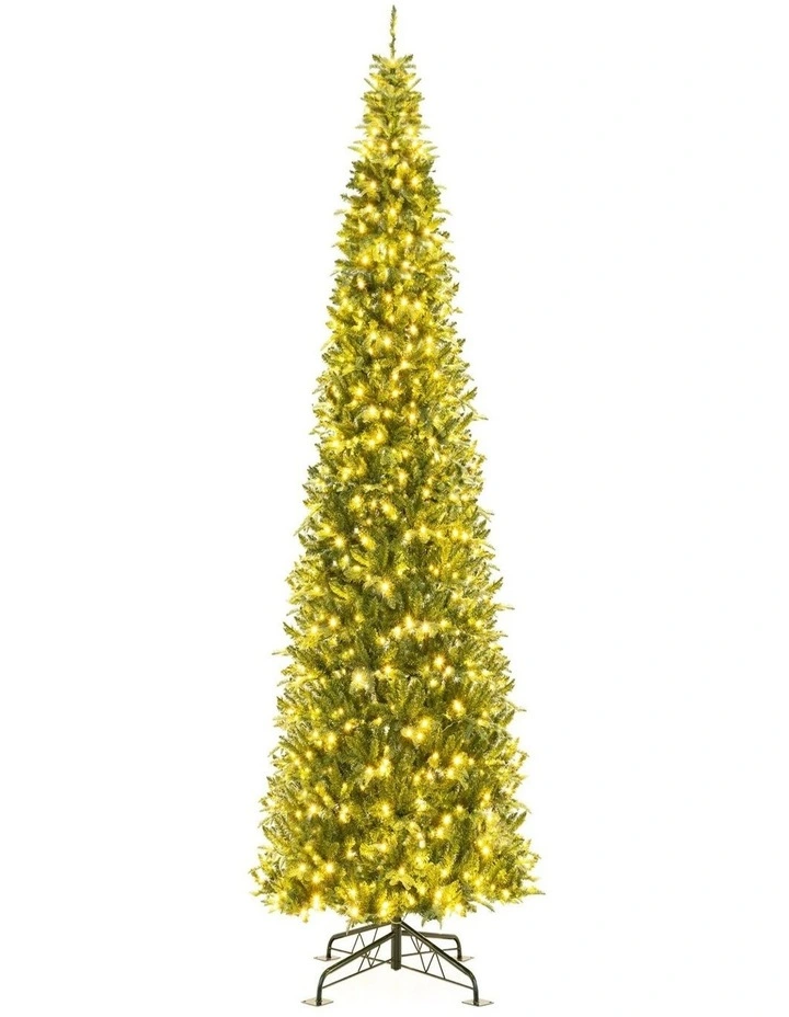 3.6m Pre-Lit Hinged Artificial Christmas Tree with 2517 PVC/PE Branch Tips image 1