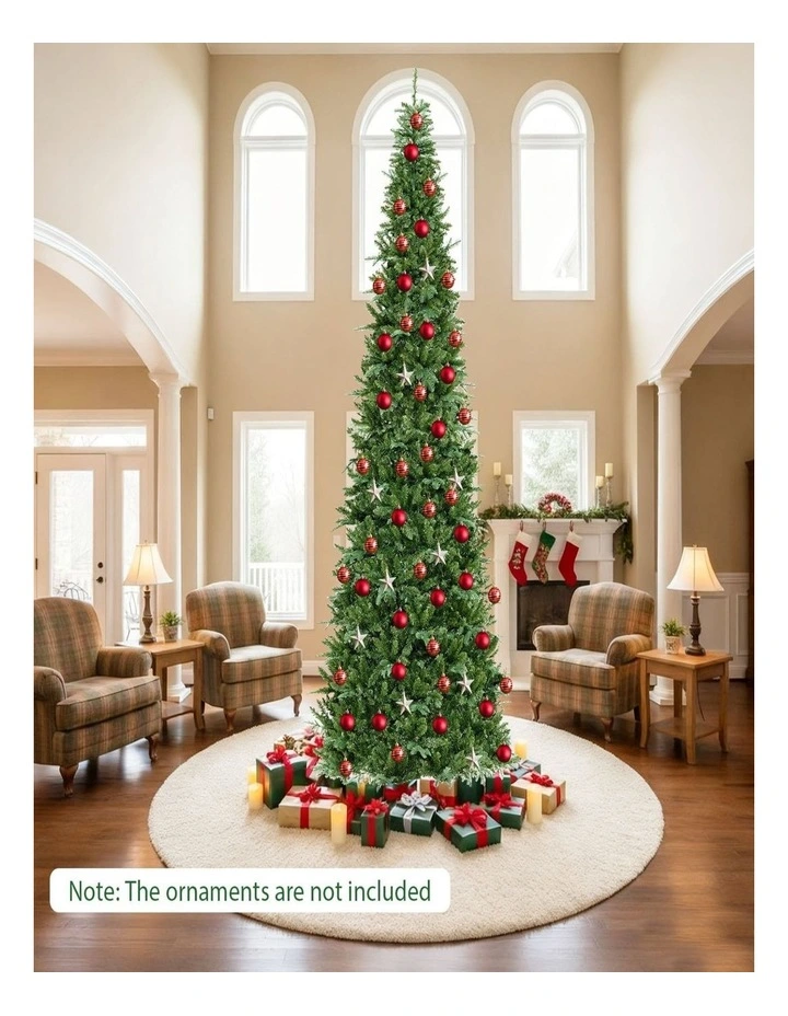 3.6m Pre-Lit Hinged Artificial Christmas Tree with 2517 PVC/PE Branch Tips image 2