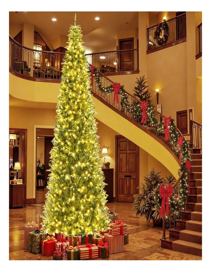 3.6m Pre-Lit Hinged Artificial Christmas Tree with 2517 PVC/PE Branch Tips image 5