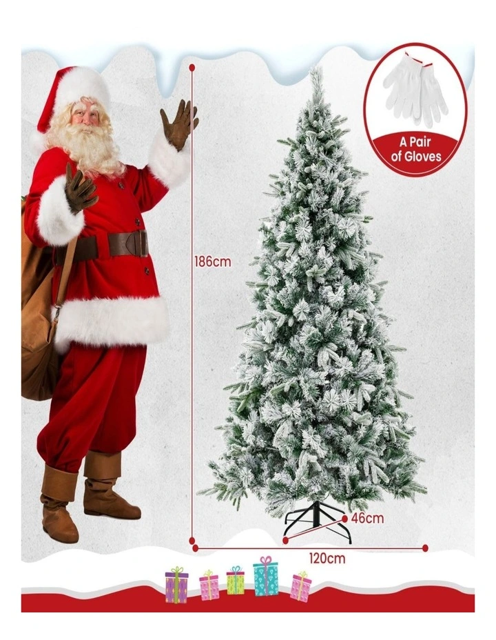 186cm Pre-Lit Christmas Tree with 250 Warm White LEDs & Pine Needles image 5