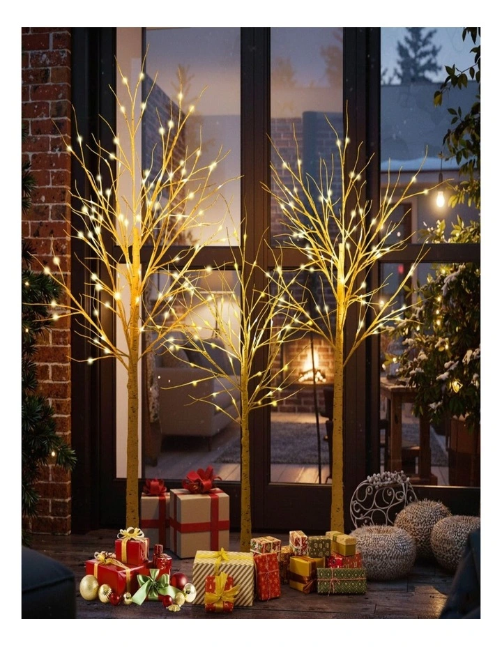 3-Piece Pre-Lit Artificial Birch Christmas Tree Set 1.2m/1.5m/1.8m with Lights image 5