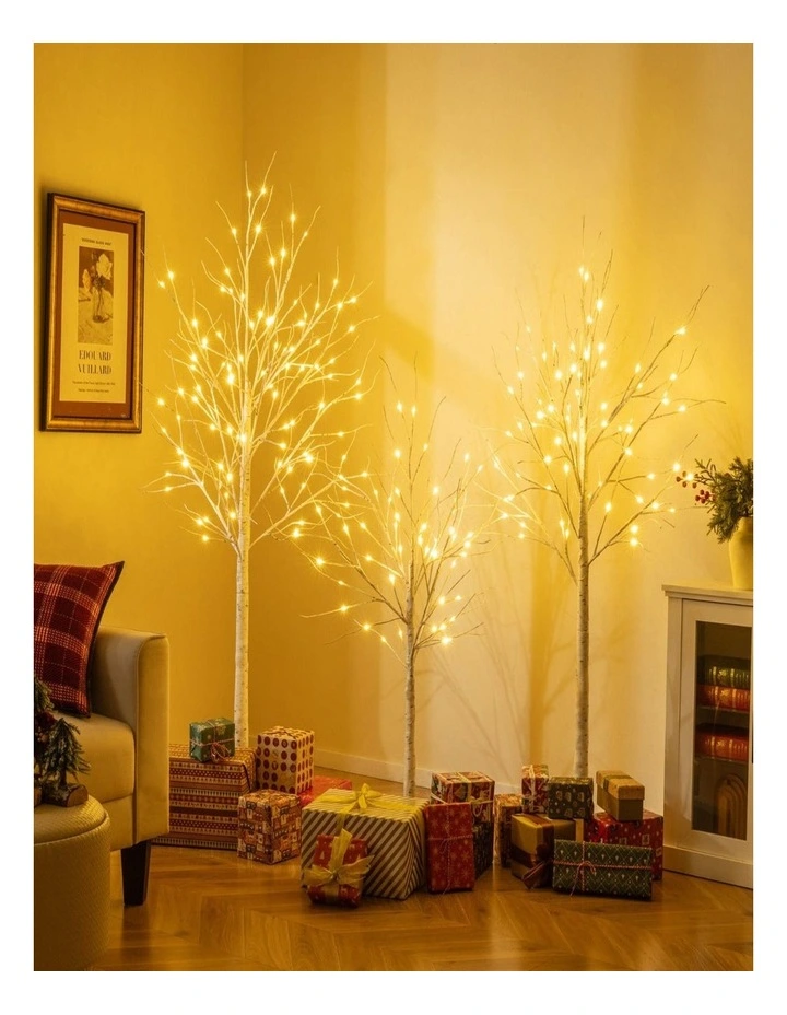 3-Piece Pre-Lit Artificial Birch Christmas Tree Set 1.2m/1.5m/1.8m with Lights image 6