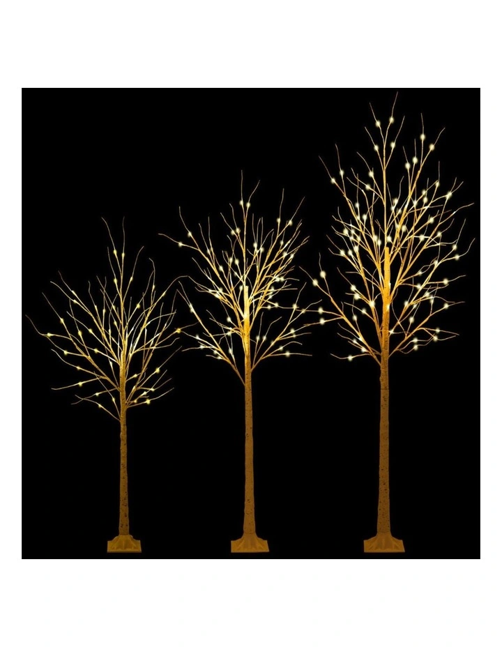 3-Piece Pre-Lit Artificial Birch Christmas Tree Set 1.2m/1.5m/1.8m with Lights image 7