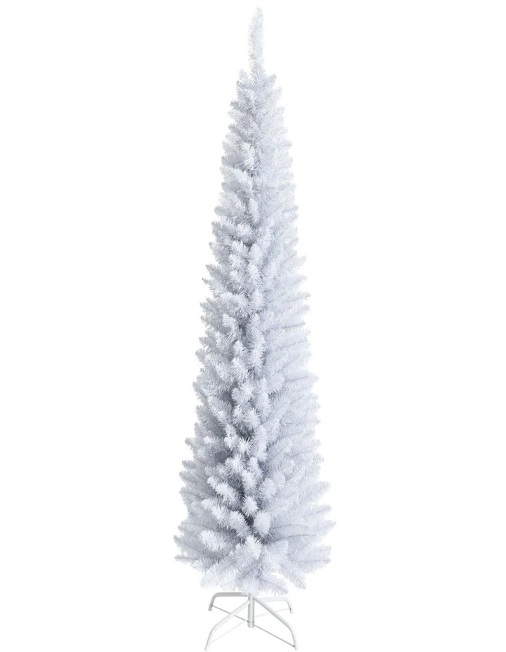 1.8m White Artificial Pencil Christmas Tree for Slim Space Holiday Decor image 1