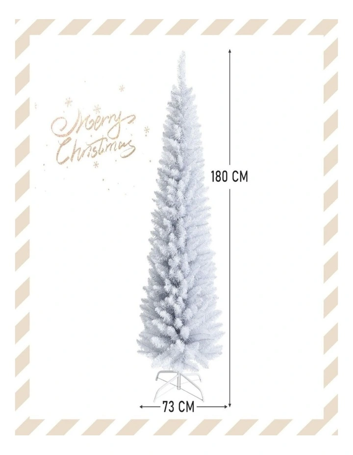 1.8m White Artificial Pencil Christmas Tree for Slim Space Holiday Decor image 3