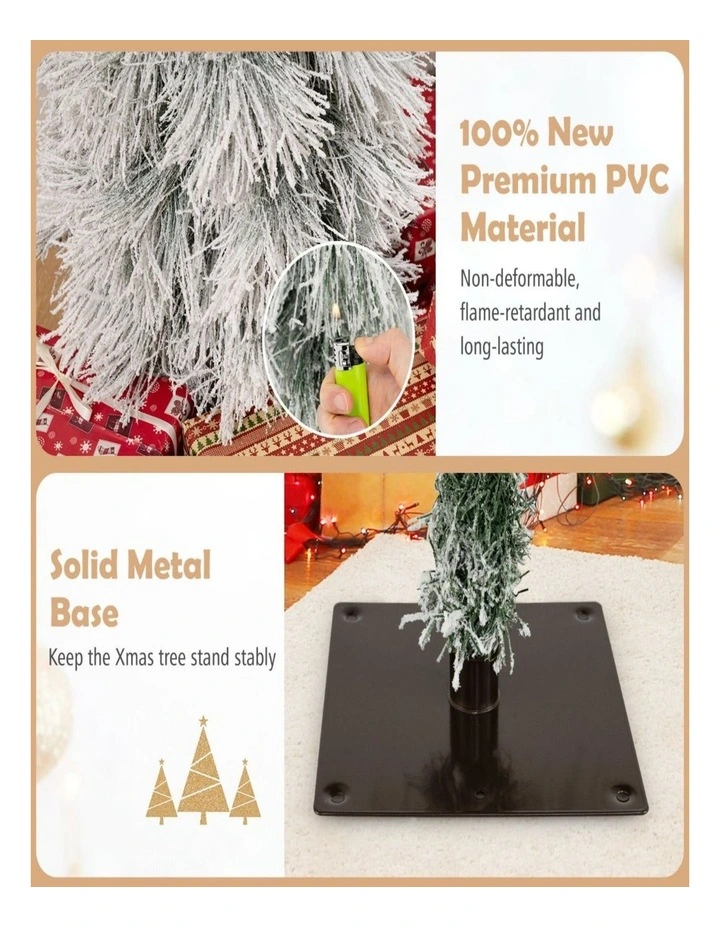 3-Piece Snow-Flocked Artificial Christmas Tree Set image 3
