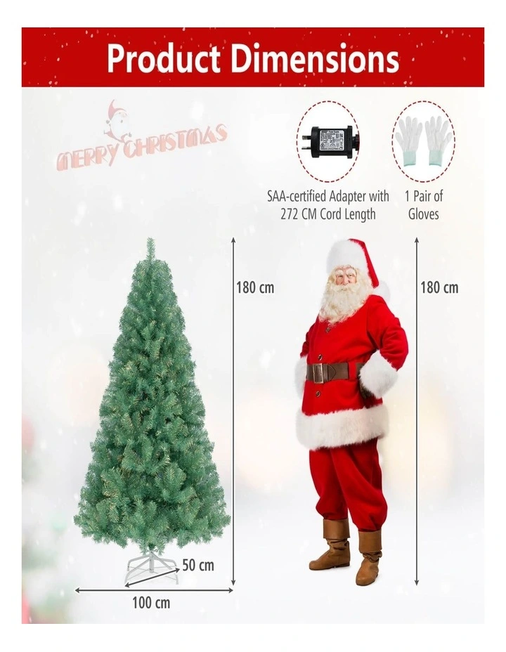 1.8m/2.25m Pre-Lit Tinsel Artificial Christmas Tree with 688/1300 Tips image 2