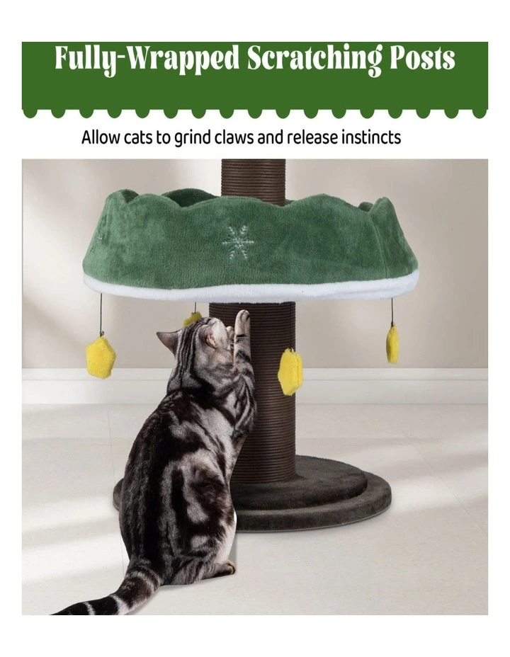 179cm Multi-Level Green Christmas Cat Tree Tower for Kittens image 3