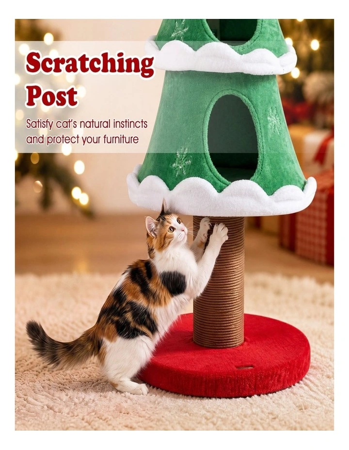 130cm Green Christmas Cat Tree for Indoor Cats image 5