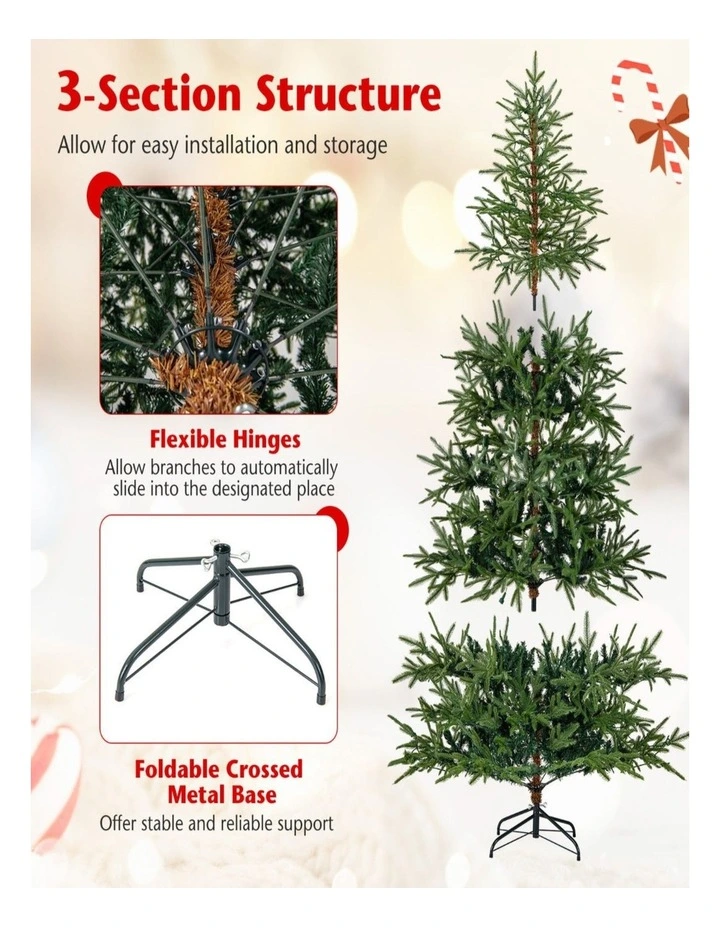 1.8m/2.1m Pre-Lit Artificial Christmas Tree with 250/300 Warm White LED Lights image 4