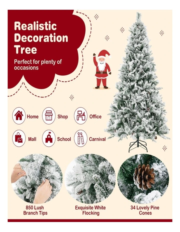 1.8m Artificial Christmas Tree with 850 PE/PVC Branch Tips for Home Decor image 3