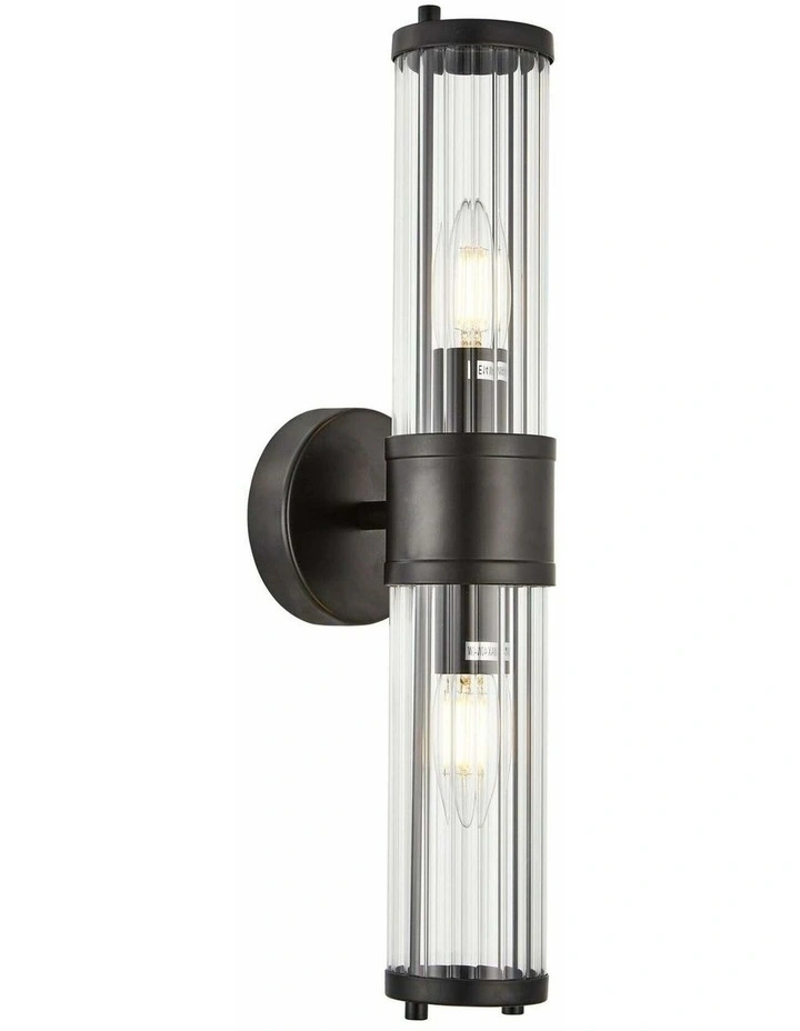 Tiempo Interior Up/Down Tubular Clear Glass Wall Lights image 1