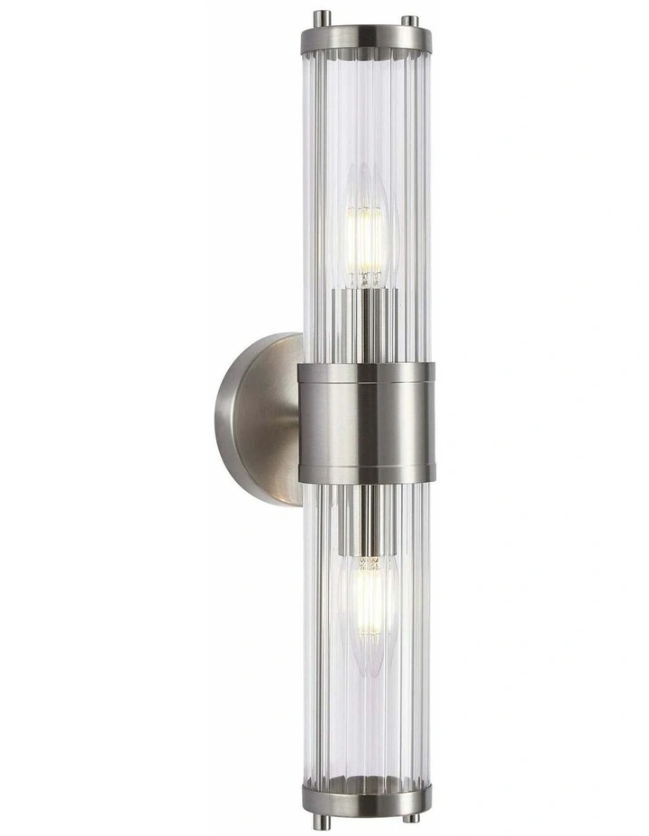 Tiempo Interior Up/Down Tubular Clear Glass Wall Lights image 1
