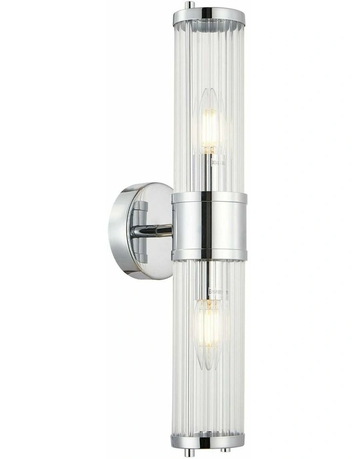 Tiempo Interior Up/Down Tubular Clear Glass Wall Lights image 1