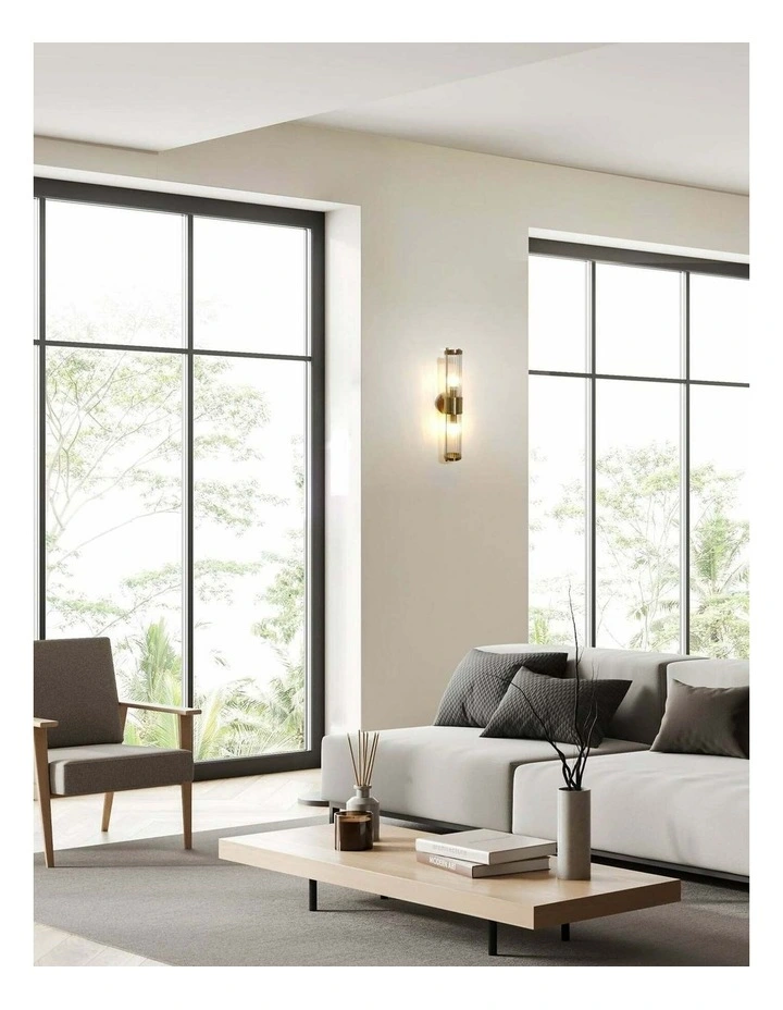 Tiempo Interior Up/Down Tubular Clear Glass Wall Lights image 2